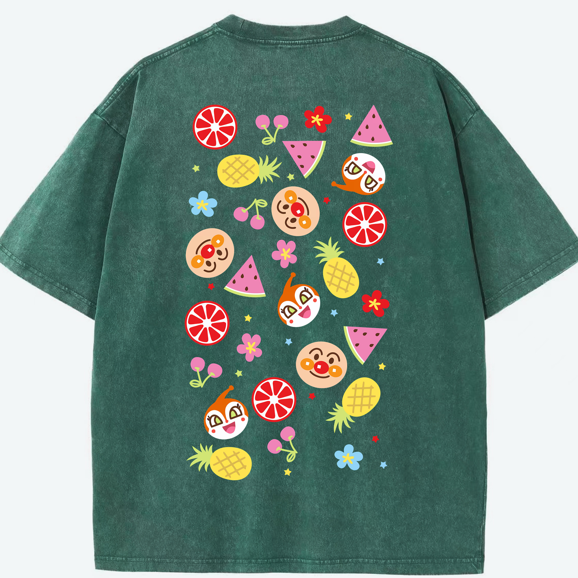 （画像用） アンパンマン Anpanman 綿100% ヴィンテージ風 半袖Tシャツ（背面プリント）